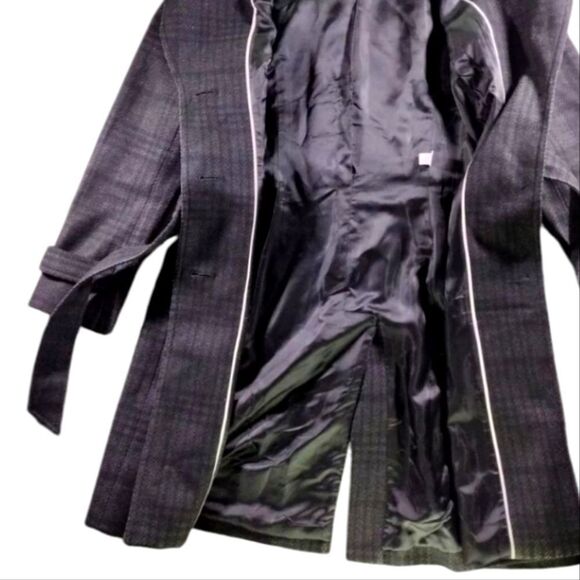 80% wool warm plaid check trench coat as seen on Kate Middleton size L - Picture 10 of 11